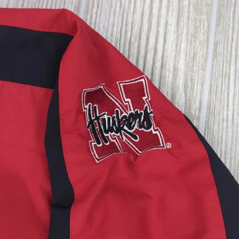 Vintage 90s Majestic Men's S Nebraska Cornhuskers Full Zip Red Jacket Windbreake